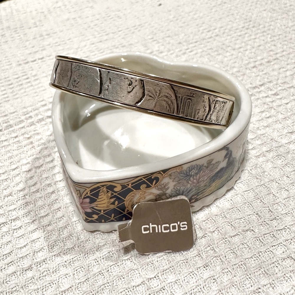 Chico's Isabella Cuff Silver Bangle Bracelet